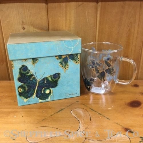double wall glass café cup butterfly