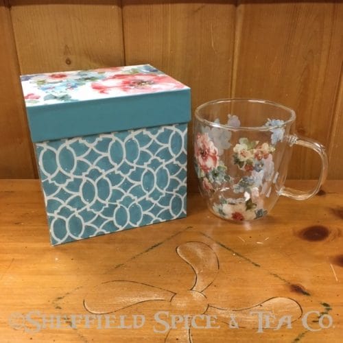 double wall glass café cup summer blossoms