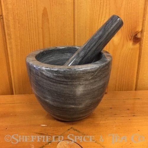 grey marble mortar and pestle