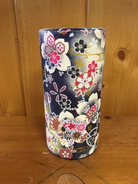6" paper covered tea canisters black red