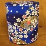 3 1/2" paper tea canister blue white