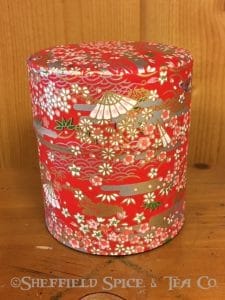 3 1/2" paper tea canister red flower
