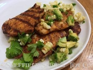 chile lime pork with corn salad