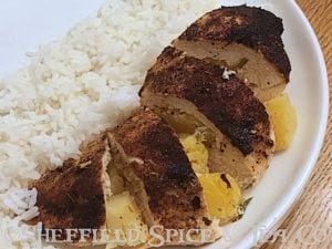 pineapple stuffed jerk chicken