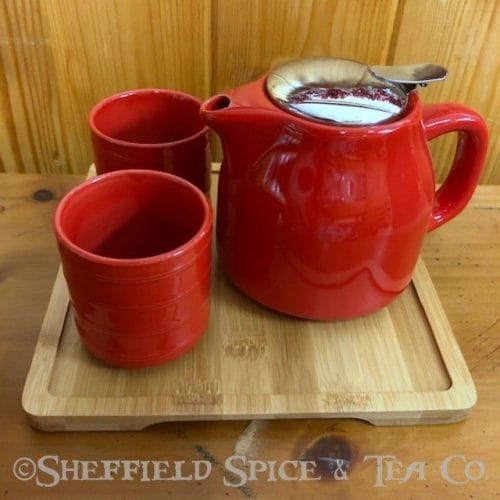 asian ceramic tea set and cups red