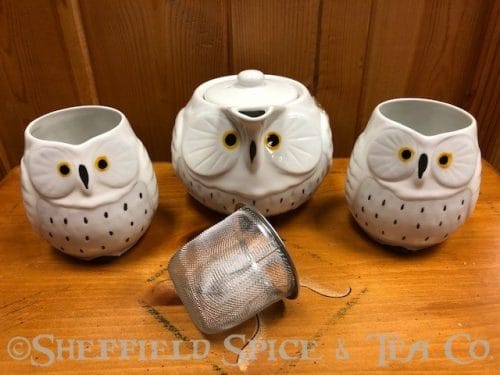 white owl 2 cup tea set