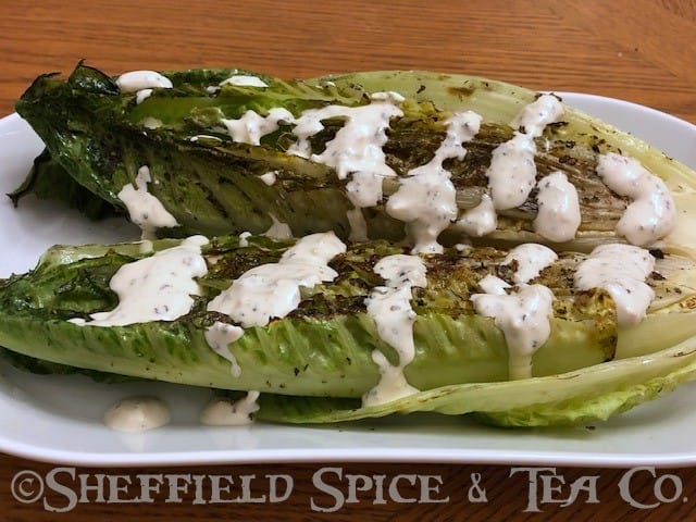grilled romaine hearts with peppercorn dressing