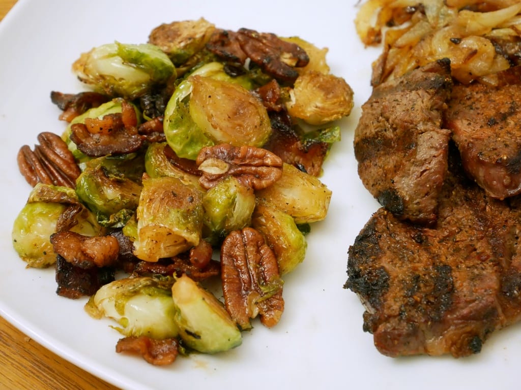 maple pecan bacon brussels sprouts