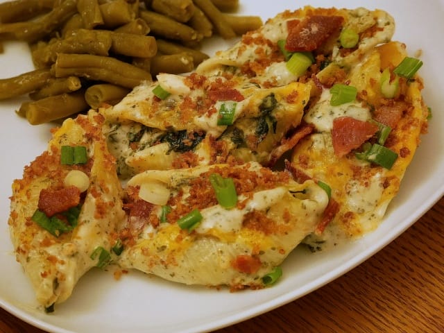 chicken stuffed shells plate