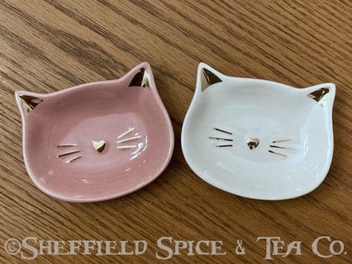 ceramic cat face trinket trays both