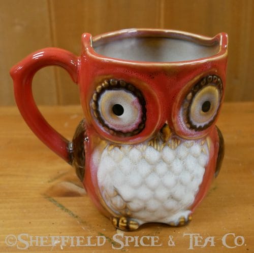 porcelain owl cup red