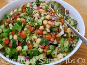 shirazi cucumber tomato and chickpea salad