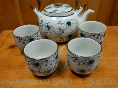blue vine asian tea set
