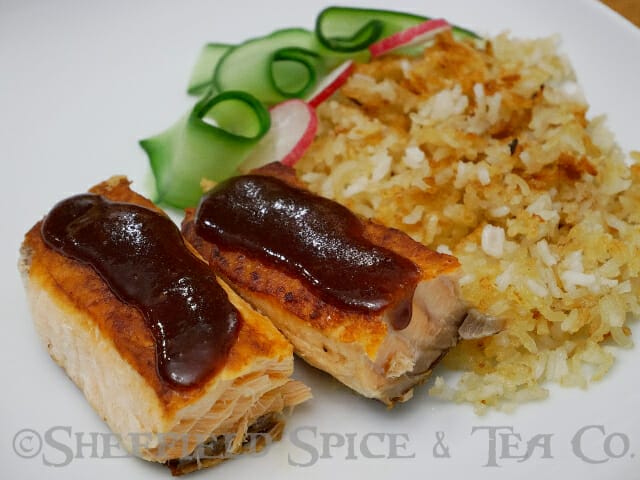 korean salmon with crispy rice