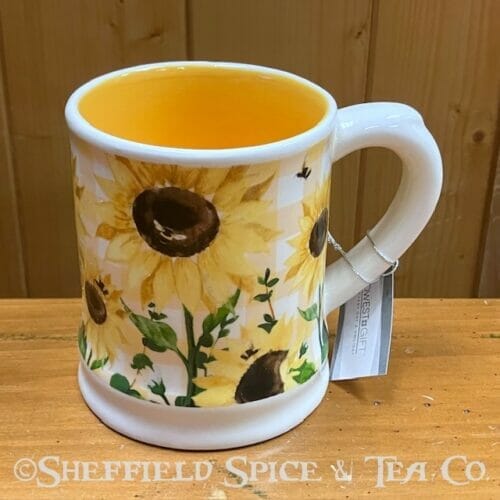 large sunflower bee mug