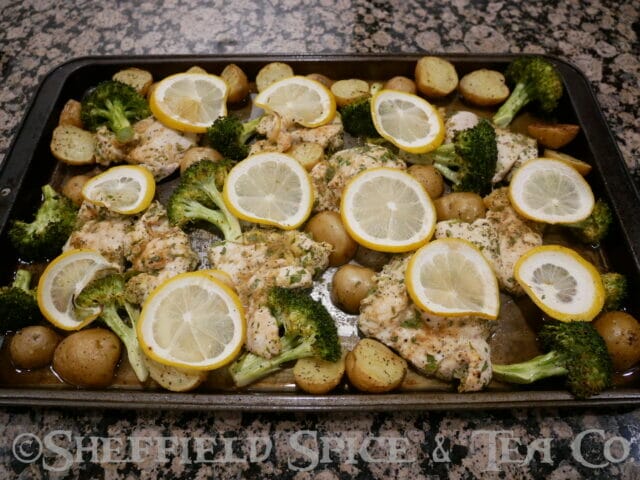 oven roasted lemon chicken with vegetables