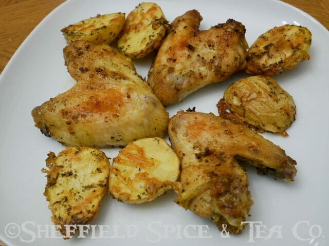 vadouvan chicken wings and roasted potatoes