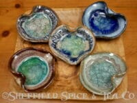 crackle glass pottery dishes heart