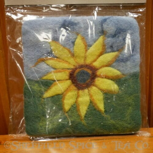 felted wool trivet sunflower
