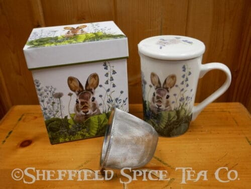 ceramic mugs with infusers and lids bunny